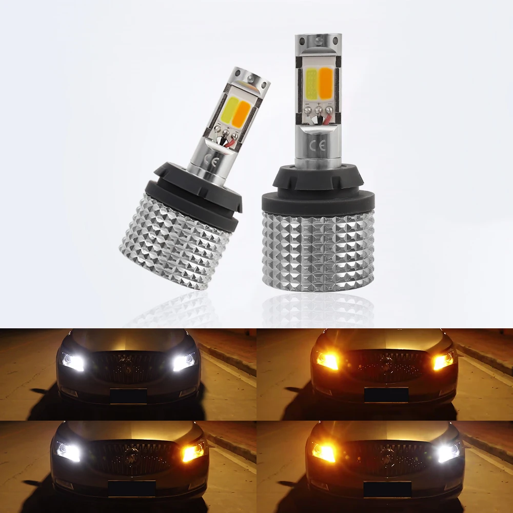 

2X Car DRL Led COB 3156 3157 T20 7440 WY21W 7443 1156 BAU15S PY21W Daytime Running Light Turn Signal Lamp White and Yellow 30W