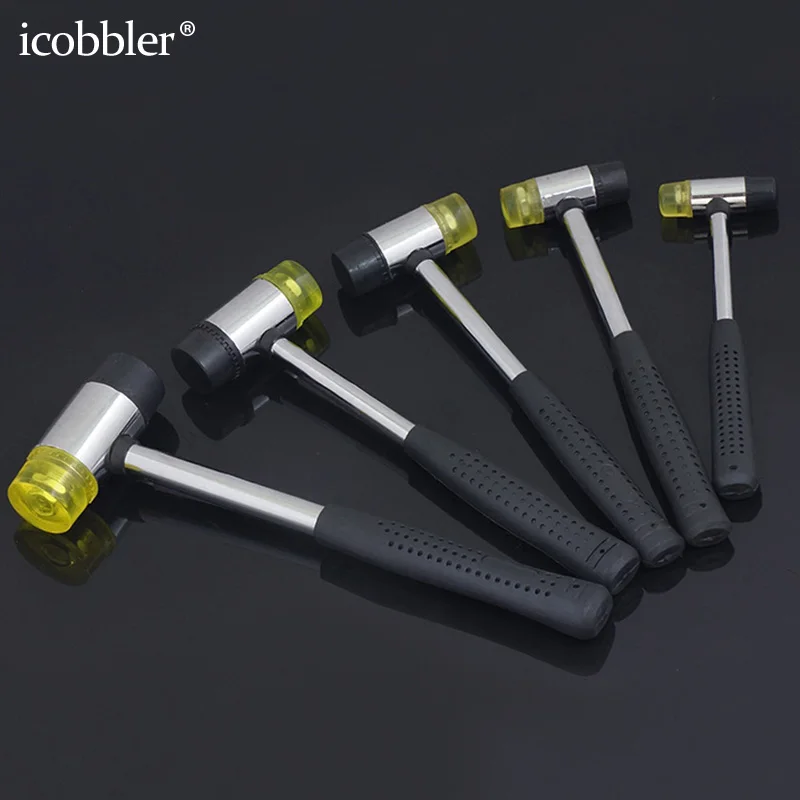 Double-Faced Soft Mallet 20-40mm Head Metal ,Hard and Soft Mallet for Leather Carving Staming Buckle Install DIY Tool