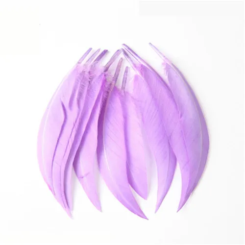 Light purple Натуральный Гусь мачете перо 10-15 см Лебедь Перья шлейфы DIY Украшение дома шляпа украшение для волос материал аксессуары 50 шт - Цвет: Light purple