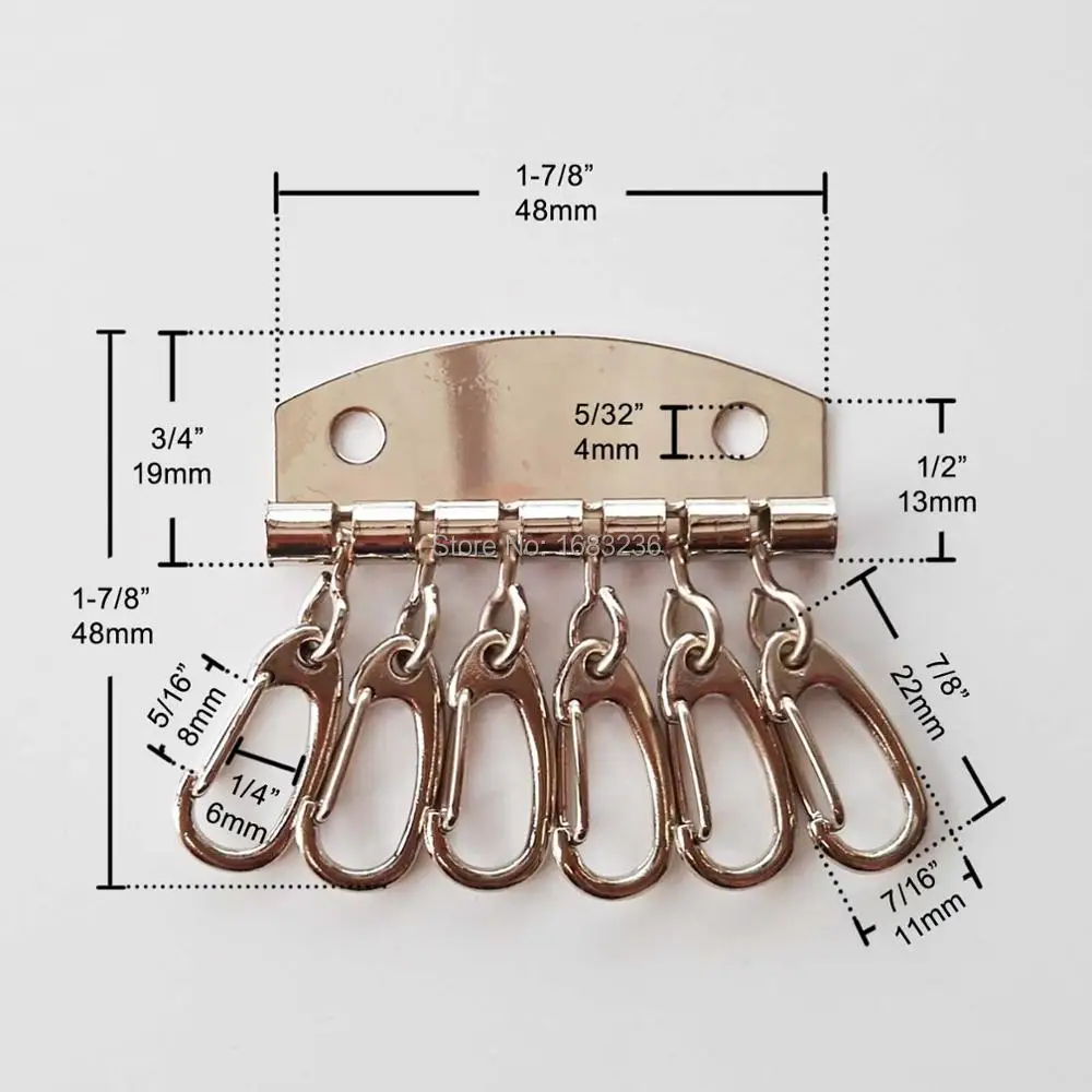 DIY Keychain Wallet Key Ring Row Organizer 6 Hooks Clasp Clip Leather Bag Handbag Purse Hardware Part Leathercraft with rivet