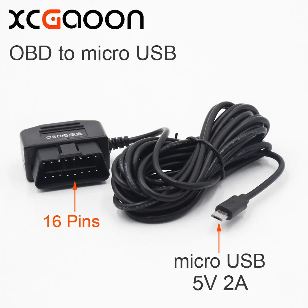 XCGaoon 10 шт. новых автомобильных Зарядное устройство OBD 16 Pin DC преобразователя постоянного тока, 12 В, 24 В до 5 В, 2A с микро USB кабель, низкий Напряжение защиты