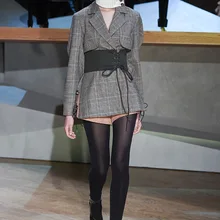 Осенняя и зимняя новая модная куртка в клетку с поясом для женщин