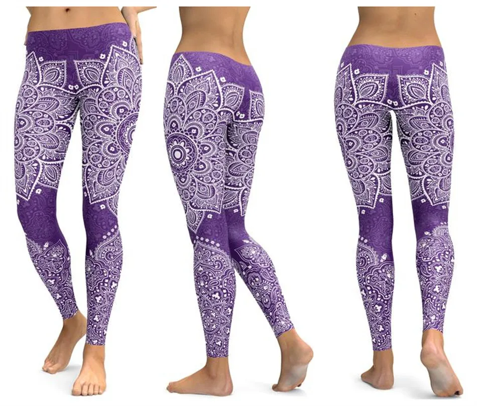 LI-FI Mandala Fitness Yoga Pants Women Sports Leggings Workout Hot Running Leggings Sexy Push Up Gym Wear Elastic Slim Pants