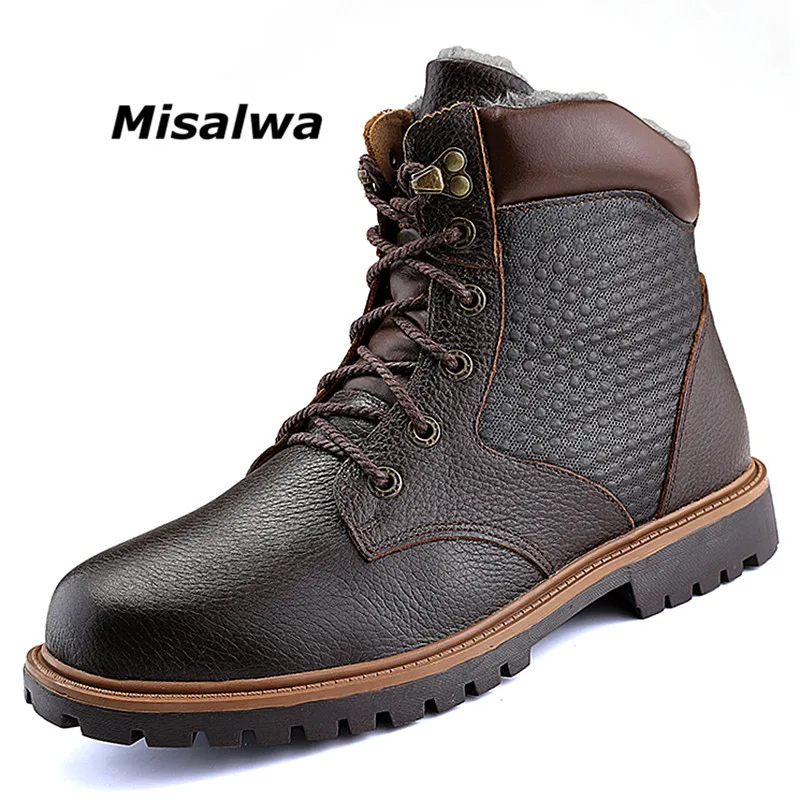 

Misalwa Men's Work Boots Round Toe Water Resistant Leather Shoes Men Multifunction Motorcycle Ankle Boot Black Hikin Safety Shoe