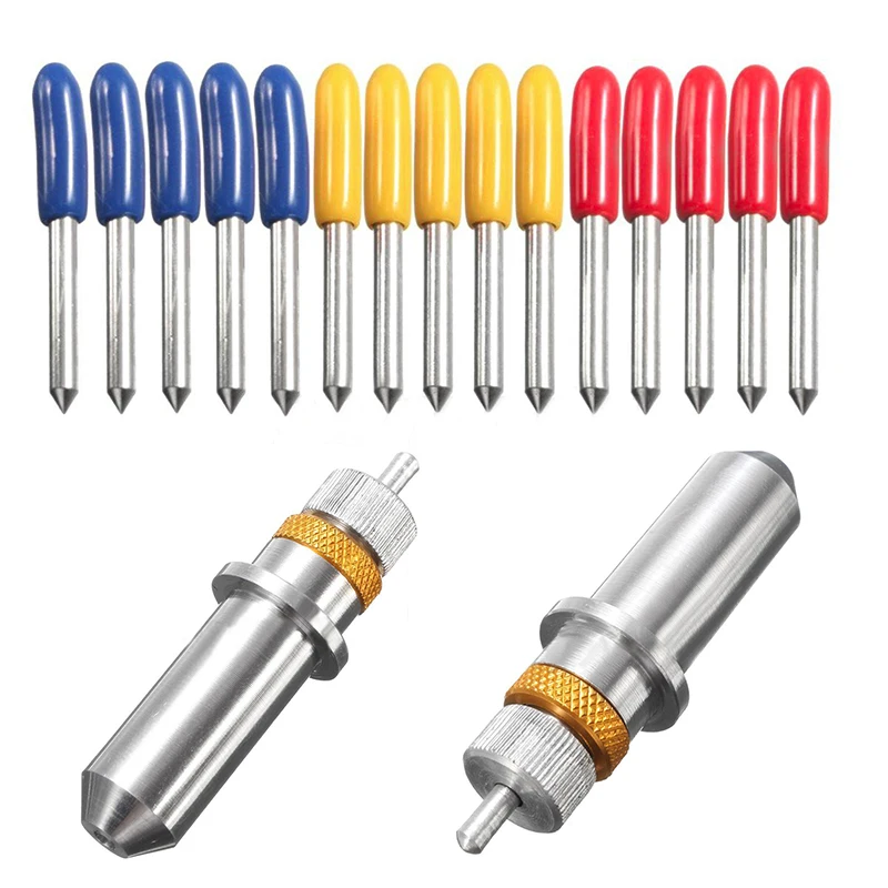 15pcs 30/45/60 Degree Cutting Blades Blue/Yellow/Red + Aluminum Alloy Cutting Plotter Holder For Roland Vinyl Cutter цена 15pcs 30/45/60 Degree Cutting Blades Blue/Yellow/Red + Aluminum Alloy Cutting Plotter Holder For Roland Vinyl Cutter цены онлайн