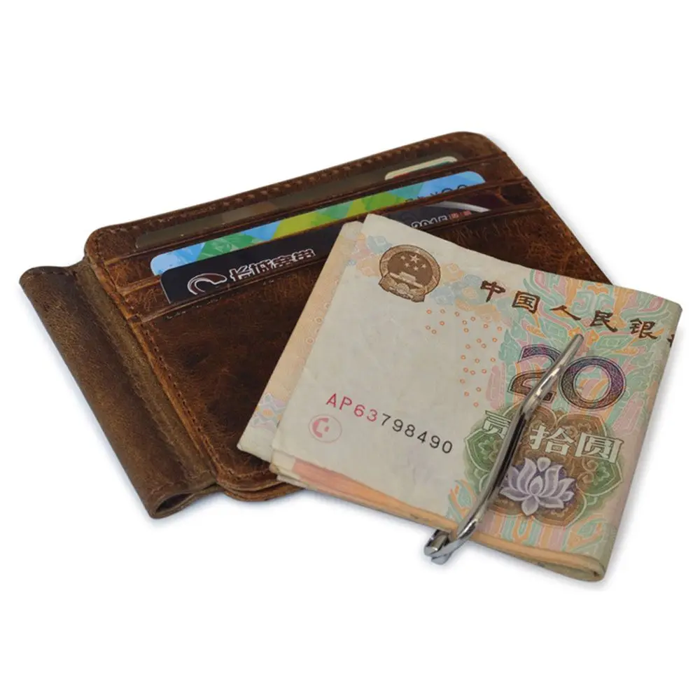 Iskybob Горячие Тонкий кожаный зажим для денег с пружиной кошелек передний карман случае держатель кредитной карты