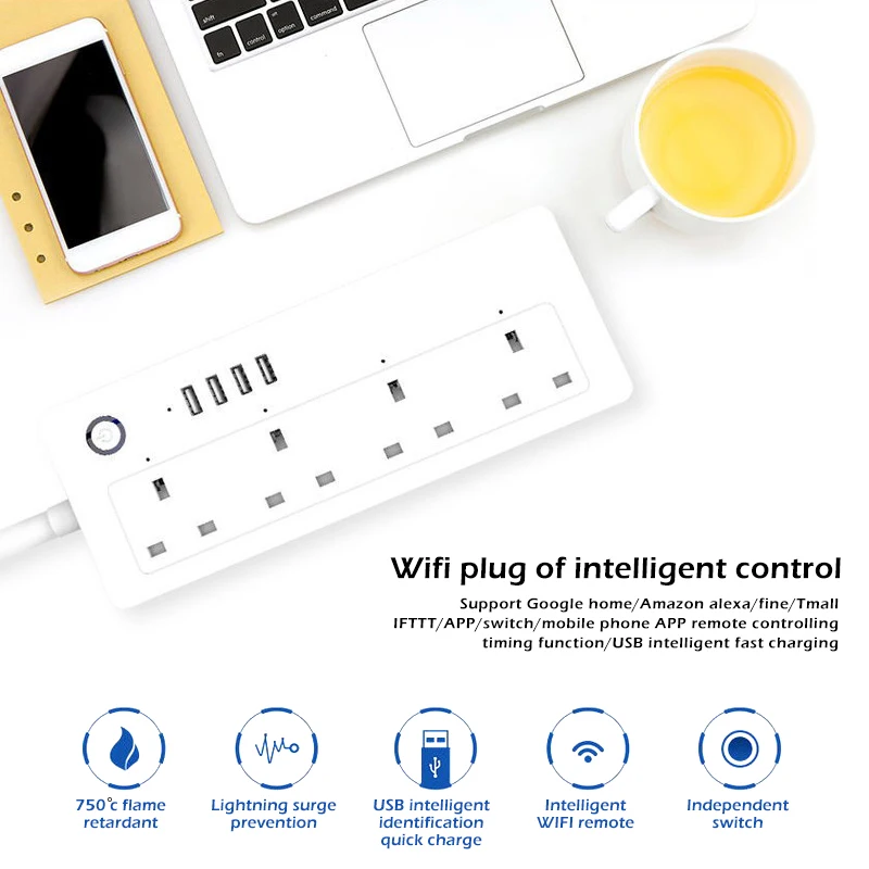 WiFi умная полоса питания розетки с 3.1A USB порт Голосовое управление подставочные тарелки работать для Echo Alexa Google Home Electric