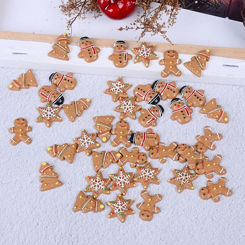 

10Pcs Resin Christmas Snowman Cookies Crafts Flatback Cabochon Scrapbooking Decorations Fit Hair Clips Embellishments Beads Diy
