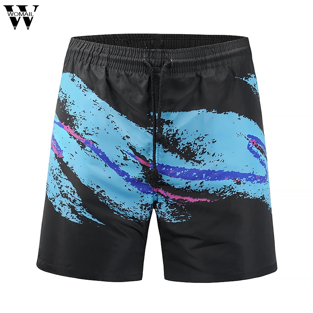 

Womail Men Beach Short shorts summer Casual 3D Stripe Printed Beach Work Casual Men Short Trouser Short deporte2019 dropship j28