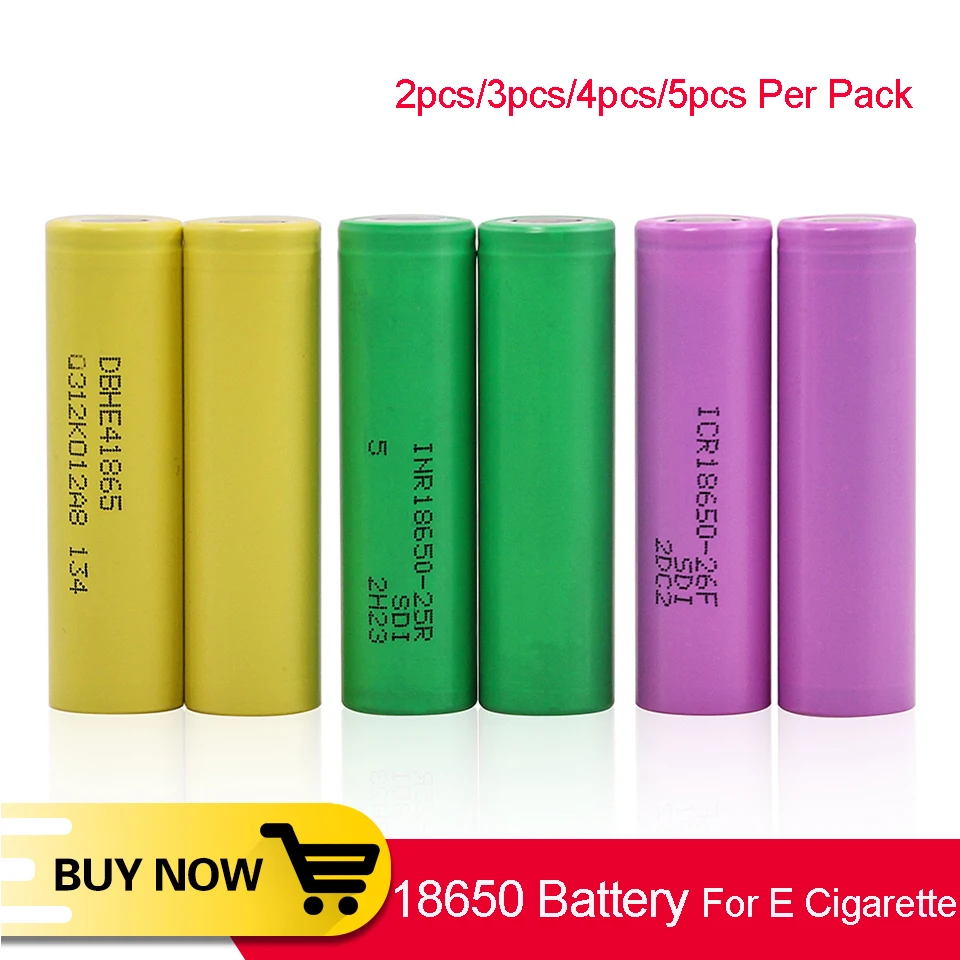 

2/3/4/5pc Original 18650 Battery 3.7V 2500mAh 2600mAh suitable for Electronic Cigarette For Samsung 26F Li-ion Lithium Batteries