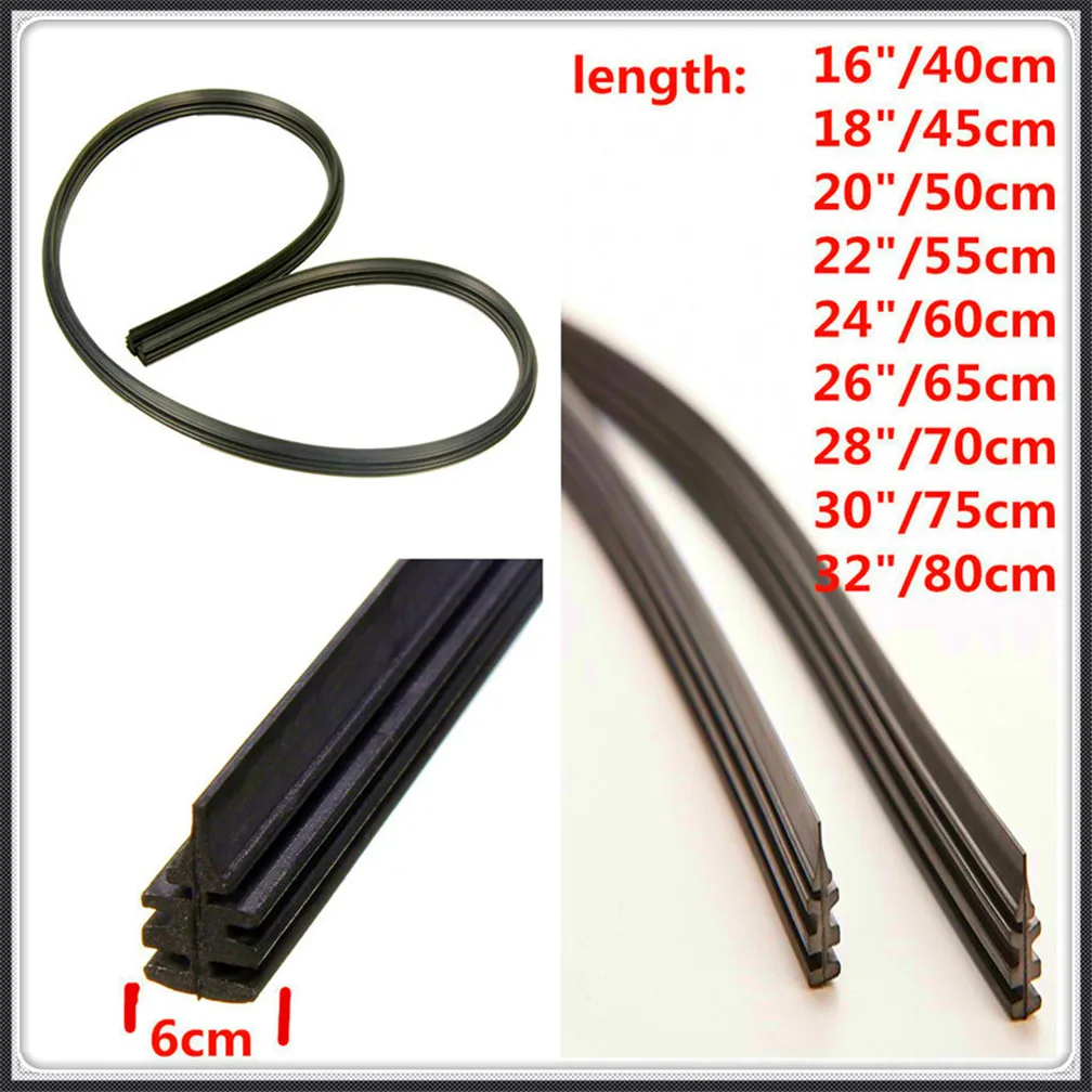 

1 pair Car Rubber Bracketless Windshield Wiper Wash Blade Refill Replacement for Ford Transit Ranger Mustang Ka Fusion Focus