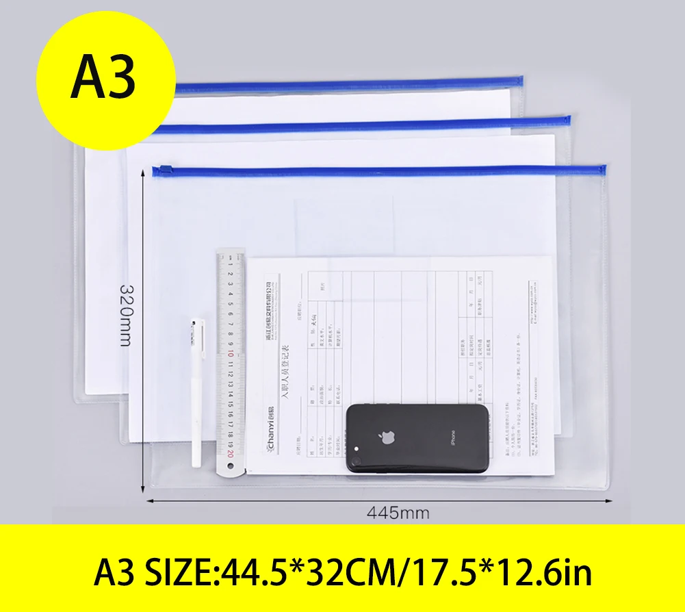 12 шт./компл. A4 папка для документов сумка для хранения прозрачный пластик A5 Сумка для документов A3 офисная файловая сумка, школьные принадлежности бумажная сумка-папка
