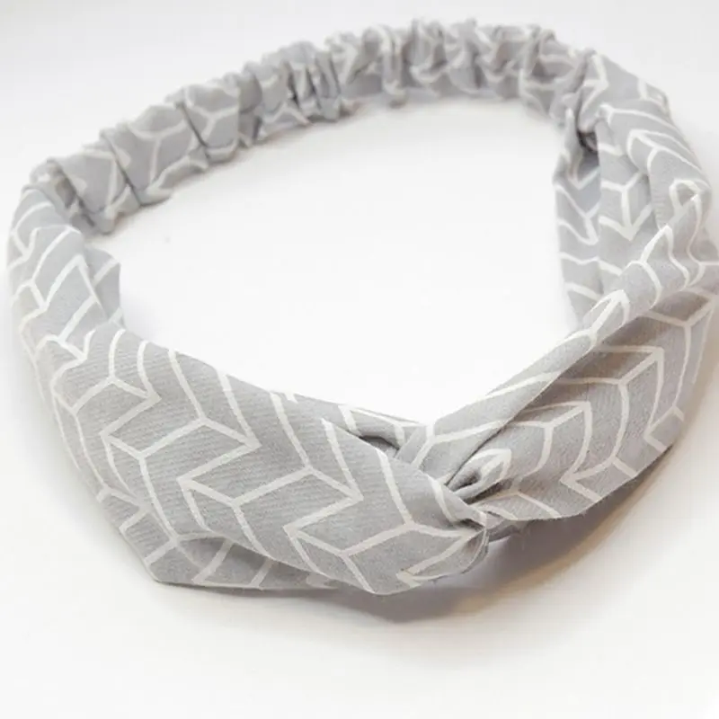 

Korean Fresh Style Women Girl Headband Geometric Plaid Striped Print Elastic Turban Headwrap Cross Twist Knotted Makeup Hairband