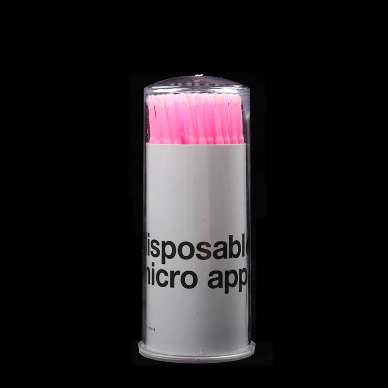 100 шт одноразовая щетка для ресниц тампон инструменты для наращивания ресниц индивидуальные микрощетки инструменты для удаления ресниц аппликаторы - Handle Color: pink in tube