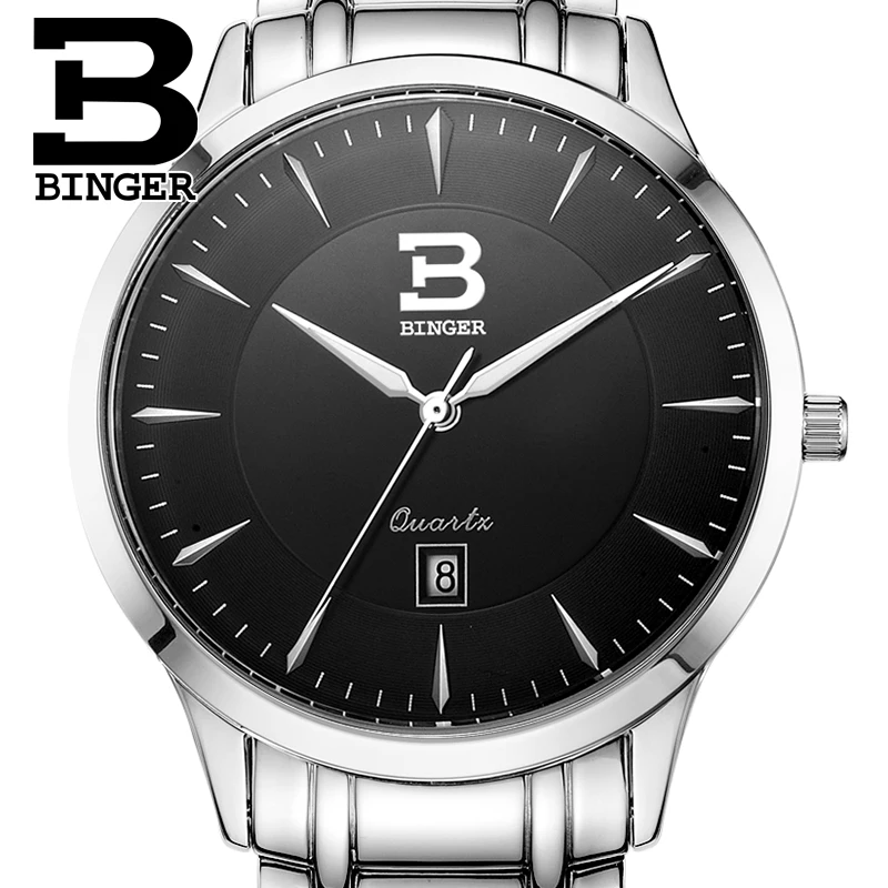 

Switzerland Men's watch luxury brand BINGER business Quartz Stainless steel Waterproof Clock Untra-thin Wristwatches B3005M-2