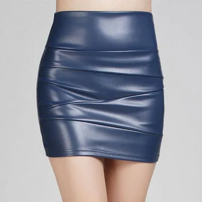 Женская Талия слово юбка Корейская осень новая pu кожа на сумку на юбку бедра юбка - Цвет: navy