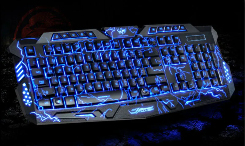 Трехцветная USB Проводная светодиодный клавиатура с подсветкой для ноутбука, геймера, мышь, комбинированная оптическая Pro 7 кнопок, игровая мышь 5500 dpi