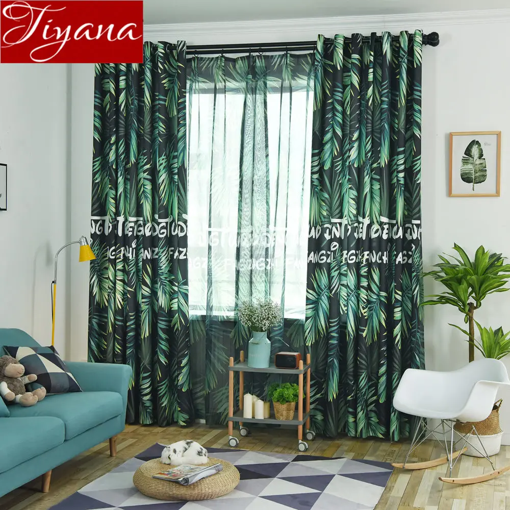 

Green Tree Design Curtain for Window Bedroom Plant Sheer Fabrics Kitchen Voile Curtain for Living Room Treatment Drapes T&028#30