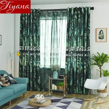 

Green Tree Design Curtain for Window Bedroom Plant Sheer Fabrics Kitchen Voile Curtain for Living Room Treatment Drapes T&028#30