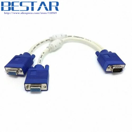 RGB VGA SVGA Male to 2 VGA two HDB15 Female Splitter Adapter extension Cable w core