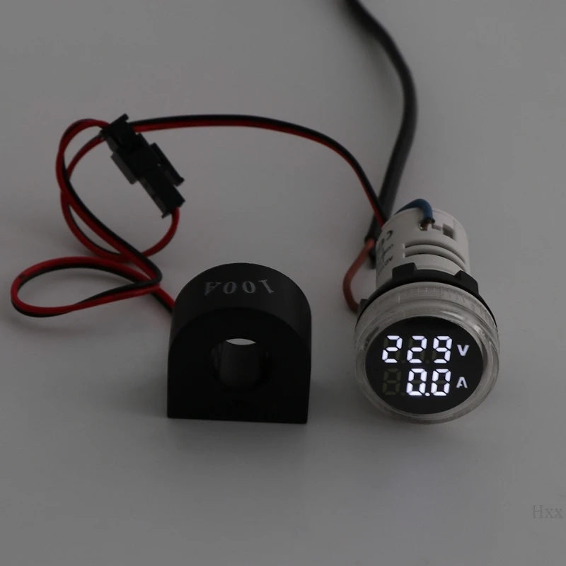 22 мм AC50-500V 0-100A цифровой светодиодный вольтметр измеритель напряжения лампочка-индикатор Амперметр тестер тока 2 в 1 с CT