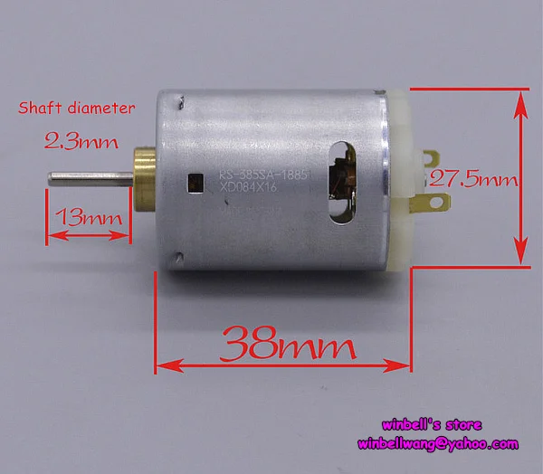 Абсолютно и двигатель постоянного тока 385 RS-385SA мотор из углеродистой Щетки 6 В 4500 об/мин, 12 В 9850 об/мин RS-385SA-1885