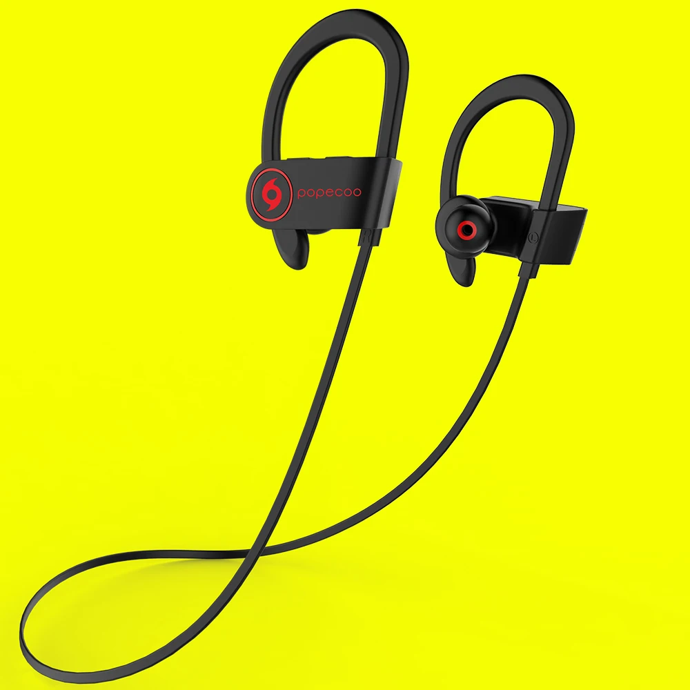 

Popecoo Sport Bluetooth Earphone IPX5 Sweatproof Wireless Headset Ear Hook 110mAh Stereo Audio Headphone with HD Microphone