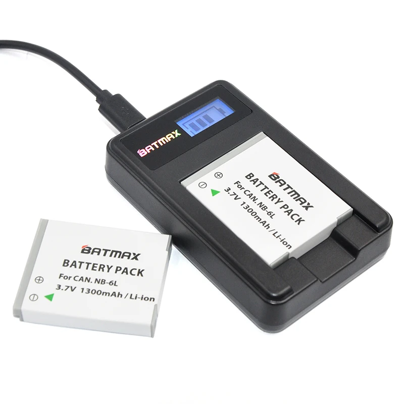 2Pack 1300Mah Nb-6L Nb-6Lh Nb6L Batterie + Usb Lcd Caricabatteria Per Canon Digital Ixus 85 Is Powershot S90 Digital Ixus 95 È Macchina Fotografica