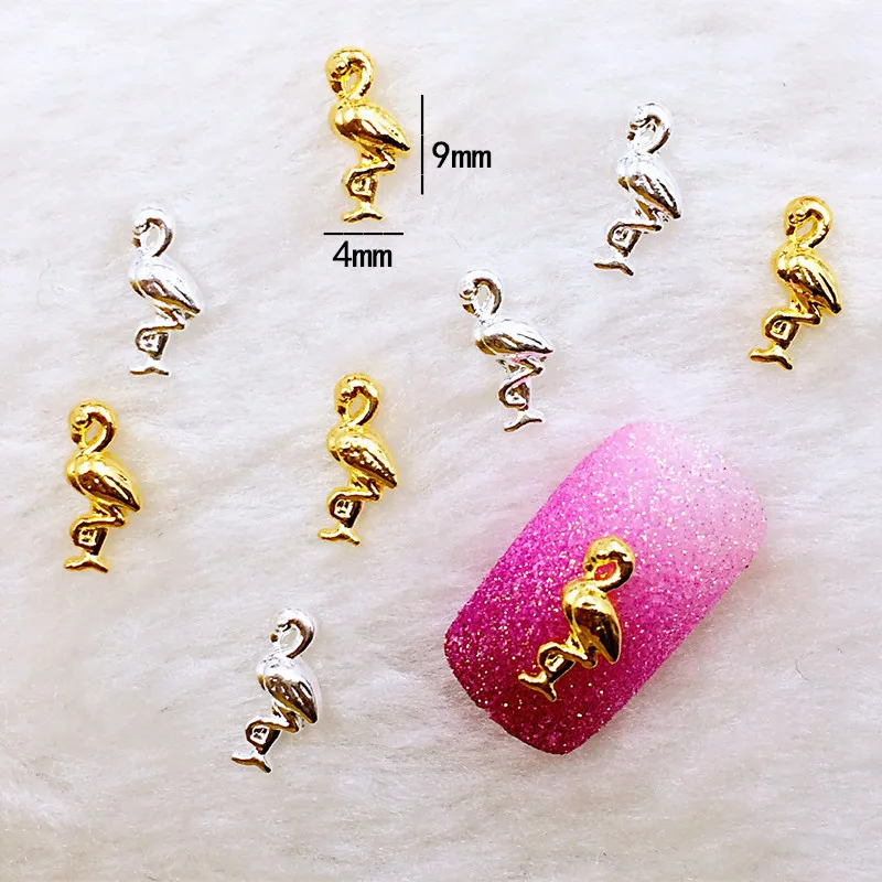 

10pcs/bag Retail Japan New 3D Nail Art Accessory Metal Nail Sticker Lovely Crane DIY Charm Nail Tools for Manicure