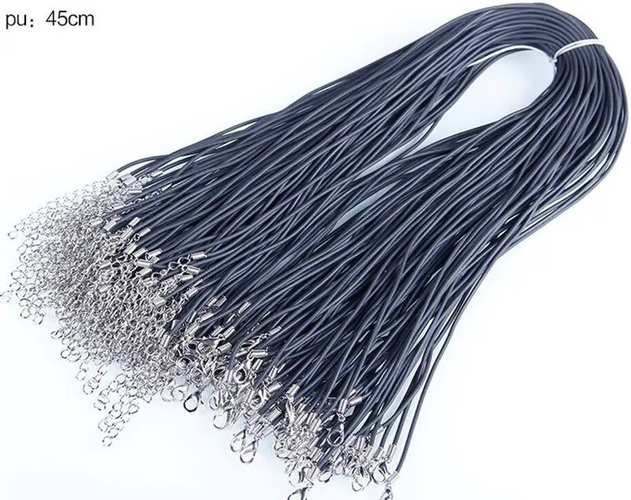 

6pcs/lot Wax Rope Chain Necklace Women Men Choker Necklace Black Leather Rope Chain DIY Necklace Jewelry
