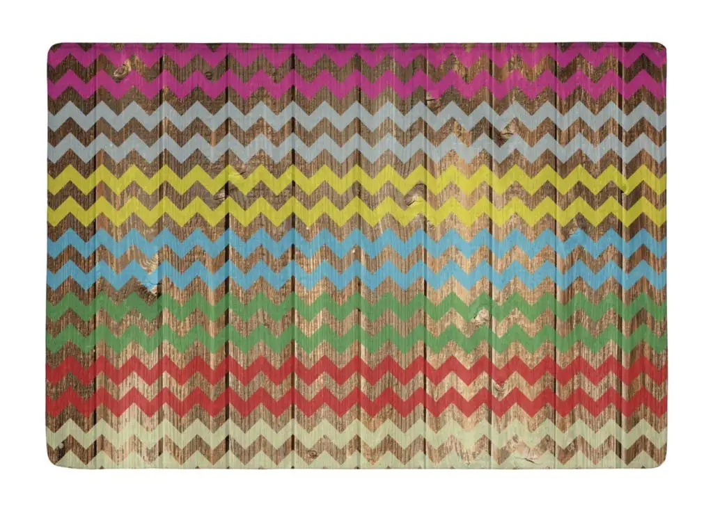 Floor Mat Vintage Wood Colorful Chevron Stripes Print Non slip Rugs Carpets alfombra For font b