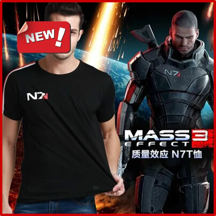 

N7 Mass Effect 3 T Shirt Men Systems Alliance Military Emblem Game Tee T-Shirt fast dry Men WOMEN SHIRTS