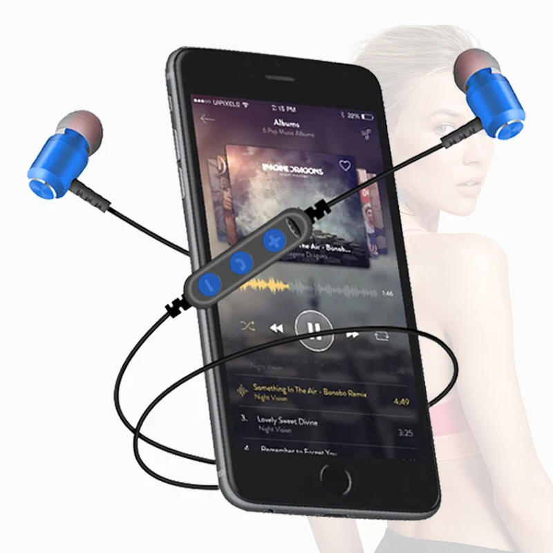

Fashion Magnetic Bluetooth Eaphone V5.0 Stereo Sports Waterproof Earbuds Wireless in-ear Headset with Mic for iPhone Samsung