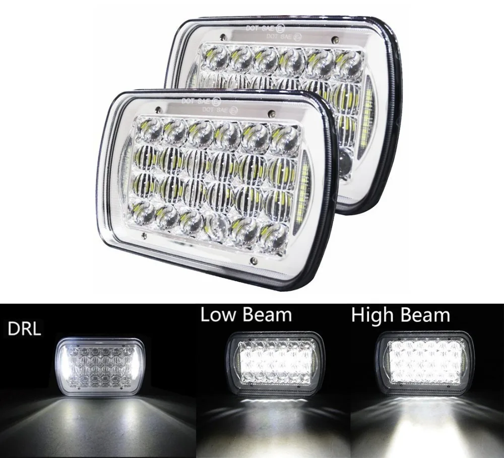 5x7 inch Chrome Projector LED Headlights with DRL for Jeep Wrangler YJ Cherokee XJ H6054 H5054 H6054LL 69822 6052 6053