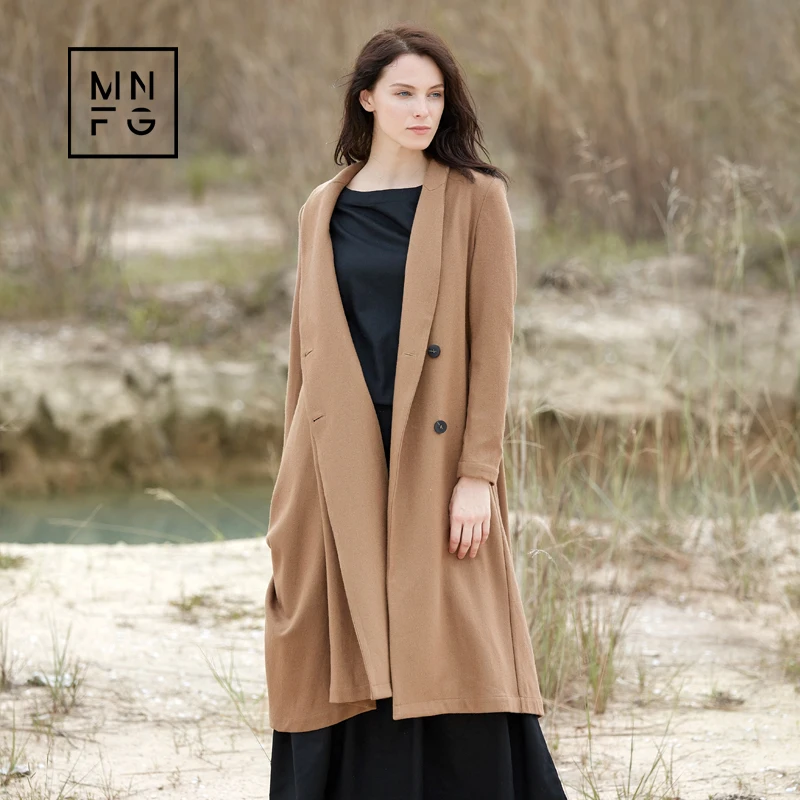

MNFG by Amii Wool long-sleeved lapel woolen jacket A irregular wrinkled loose woolen cloth
