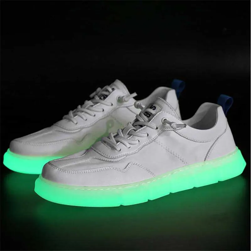 

Sneakers Men shoes summer luminous breathable white shoes shoes sports flat low to help men's wild tide shoes zapatos de hombre