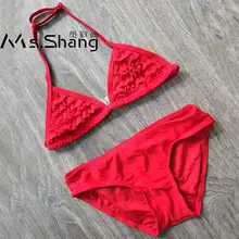 Одноцветный купальный костюм для девочек от 6 до 14 лет Детское бикини Falbala для девочек-подростков Детские купальники для девочек из двух предметов купальные костюмы детская одежда для плавания