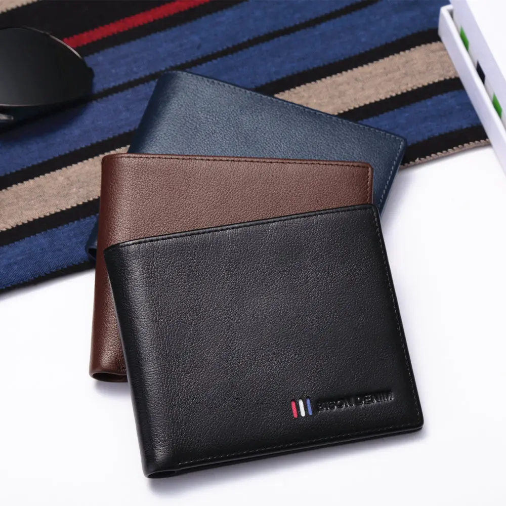 Мужской кошелек BISON DENIM из натуральной кожи с отделением для карт|pocket purse|brand