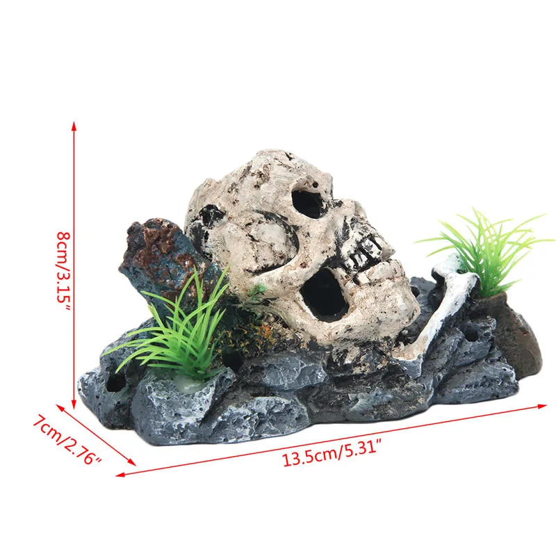 Пиратский Череп Скелет аквариум орнамент скрытие пещера с рыбами танк украшения Декор-W2 10