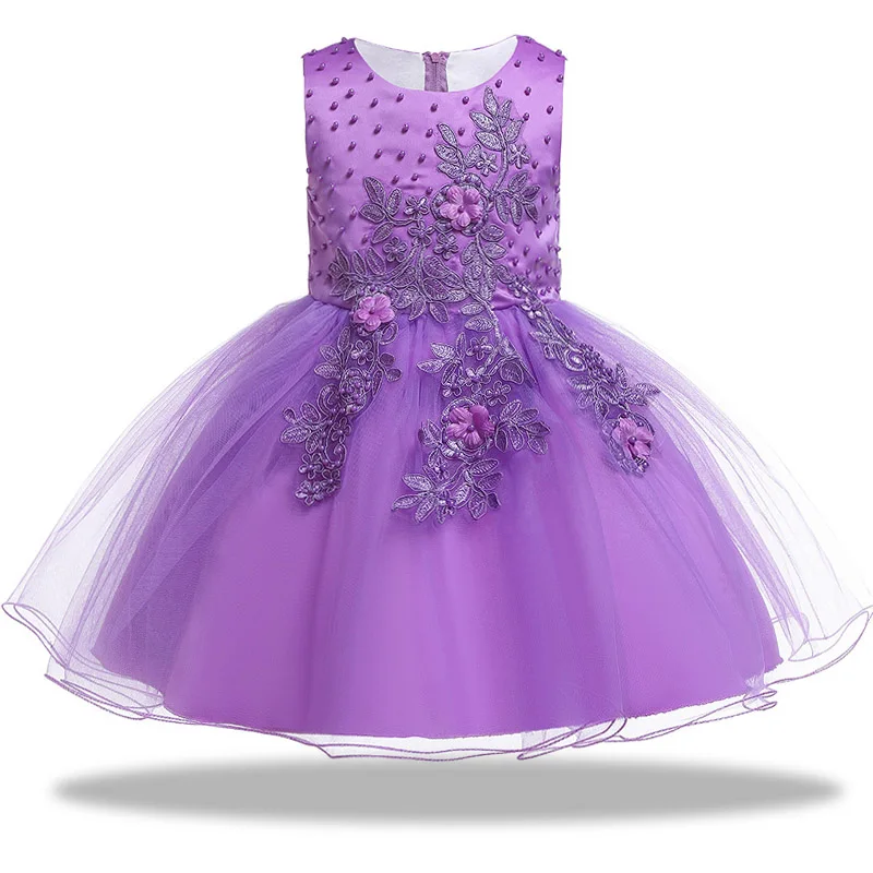 Кружевное платье с цветочной вышивкой для девочек; детское праздничное платье для дня рождения для девочек; платье подружки невесты с бисером для малышей; одежда для маленьких девочек