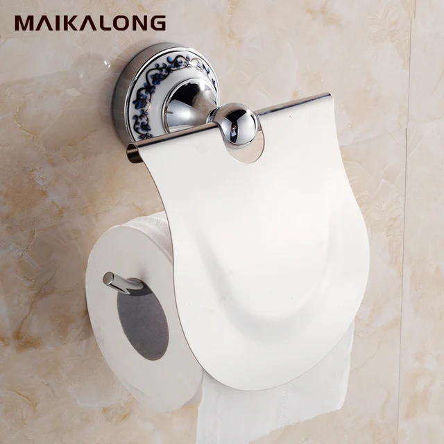 Chrome Bathroom Accessories Blue White Porcelain Solid Brass