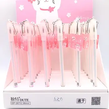 

36pcs Stationery Student Pen Cherry Blossom Cat Gel Pen 0.38mm Full Needle Black Ink Pen School Supplies Office Supplies