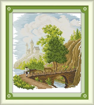 

Grazing Cross Stitch Landscape Embroidery Thread DIY DMC Cross Stitch Fabric 14Ct Canvas For Embroidery 11CT Patterns Paintings