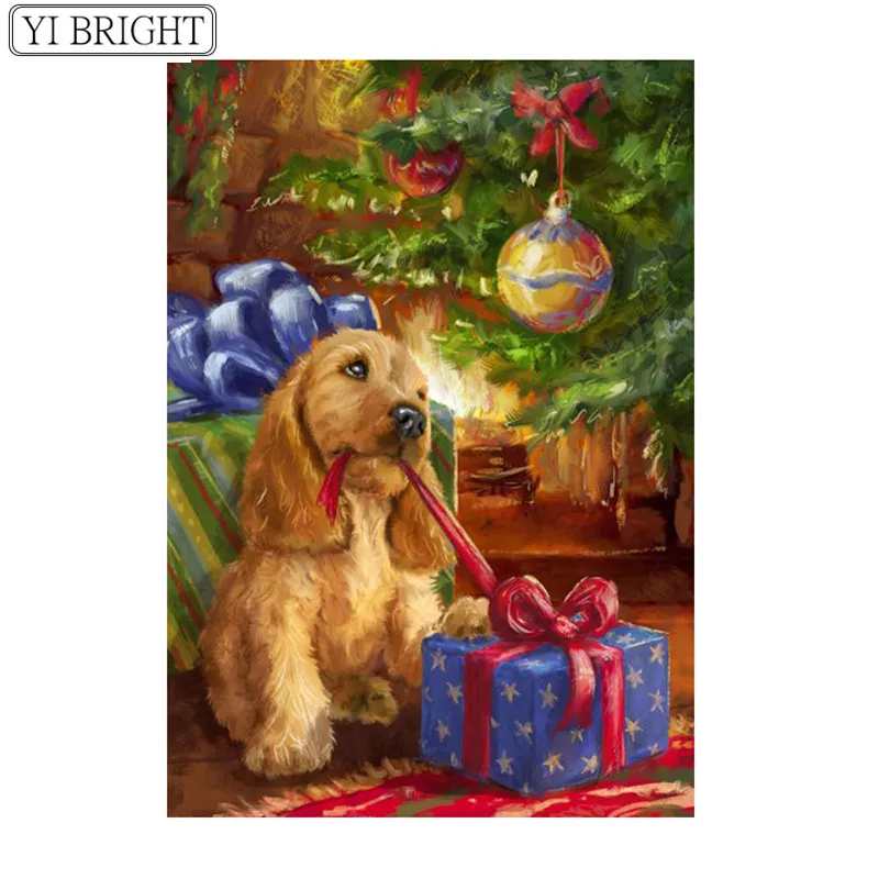 

Diamond Embroidery Dog Christmas Decorative of Home,Picture of Rhinestones 5D Diamond Painting Cross Stitch Mosaic Kits XY1