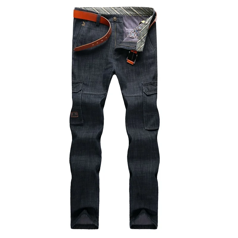 Winter Mens Fleece Lined Jeans Black 