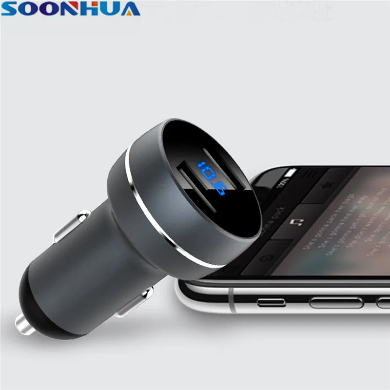 

SOONHUA LED Display Cigarette Lighter Intelligent Car Charger 3.4A Dual USB Port Fast Charging Adapter For iPhone Samsung Xiaomi