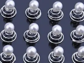 12pcs/Lot Wedding Bridal Crystal Faux Pearl Flower Hair Pins Twists Coils Swirl Spiral Hairpins Headwear