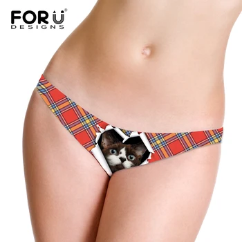 

FORUDESIGNS Crotch G-string Women Sexy Triangle Underwear Cat Pattern Seamless Cute Thongs Girls Panties Calcinha Ladies Exotic