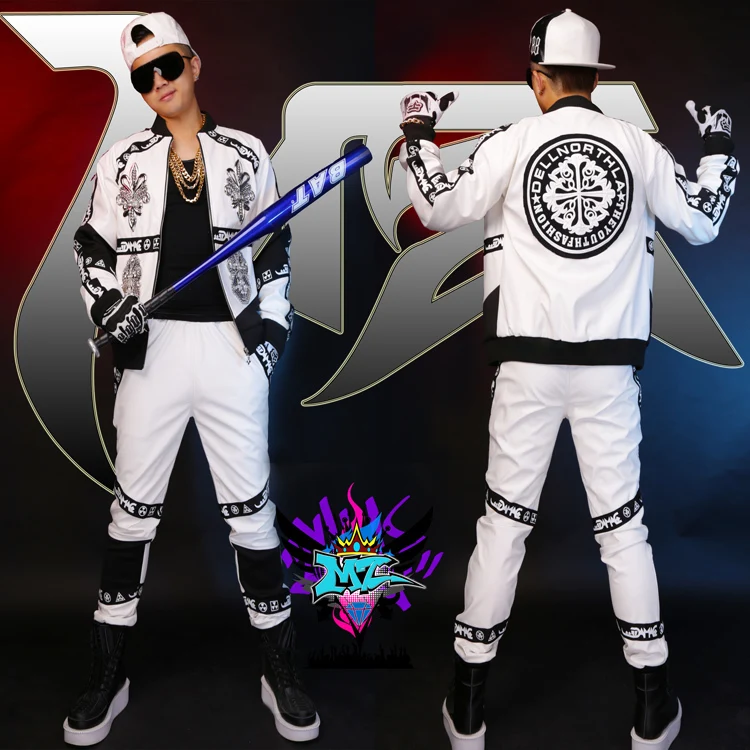 

S-5xl ! 2021 Men's New Slim Fashion White Leather Jacekt Coat Silver Drill Letters Baseball Uniform Costume Clothing Costumes