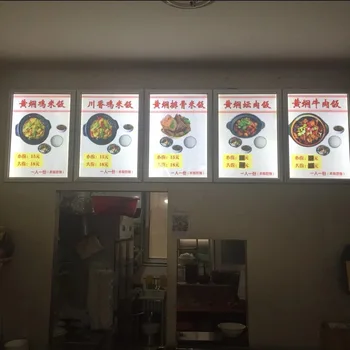 

Restaurant LED Illuminated Menu Boards Display Systems,Aluminum Frame Advertising Lightbox A1